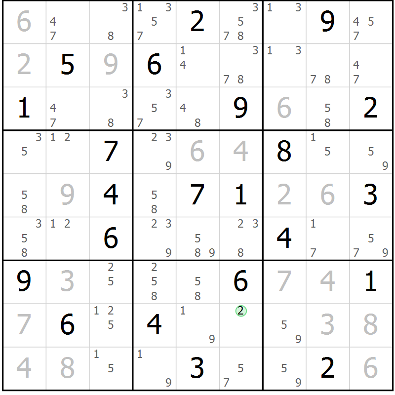Position des candidats pour la solution de la Gr 1 page 4 du magazine de sudoku Sudoku Suprême n° 039
