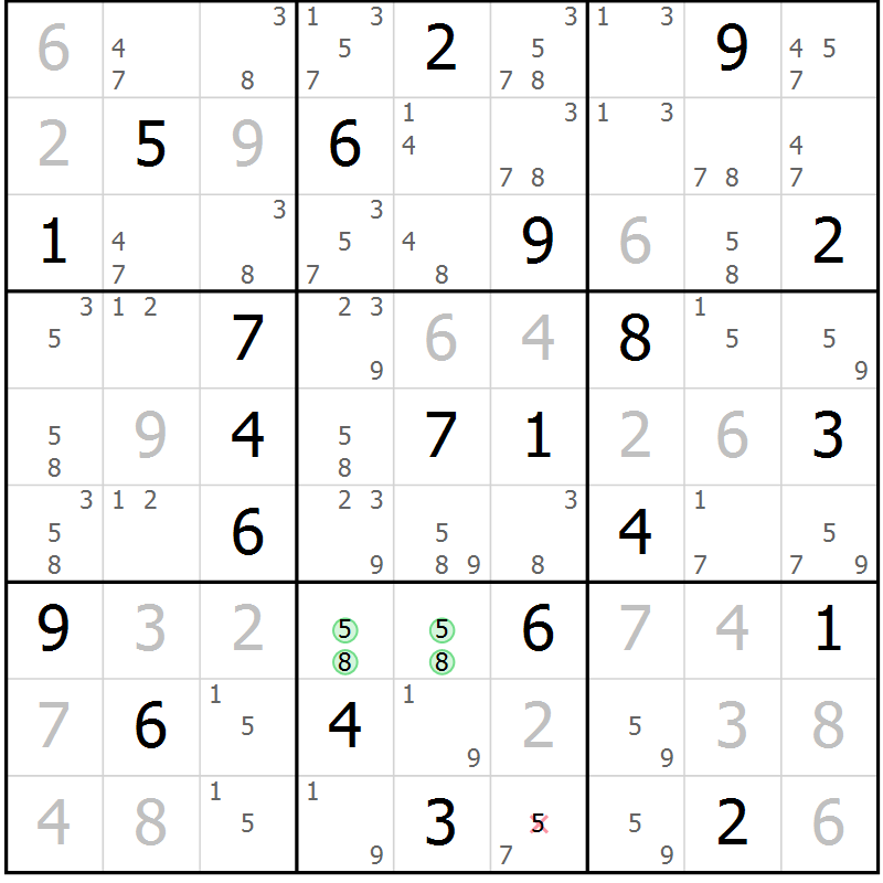 Position des candidats pour la solution de la Gr 1 page 4 du magazine de sudoku Sudoku Suprême n° 039