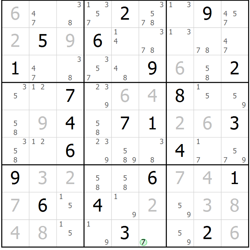 Position des candidats pour la solution de la Gr 1 page 4 du magazine de sudoku Sudoku Suprême n° 039