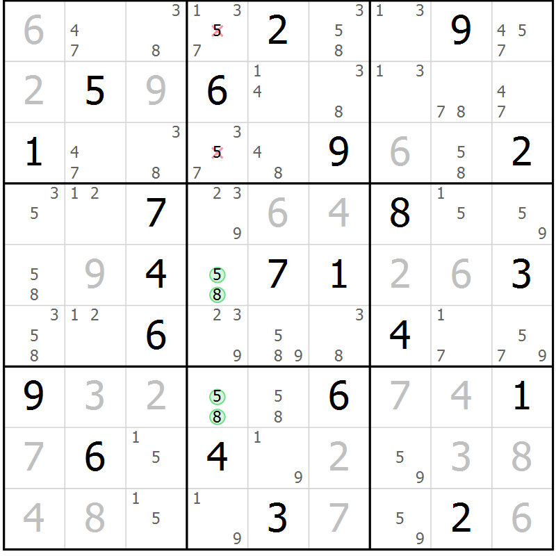 Position des candidats pour la solution de la Gr 1 page 4 du magazine de sudoku Sudoku Suprême n° 039
