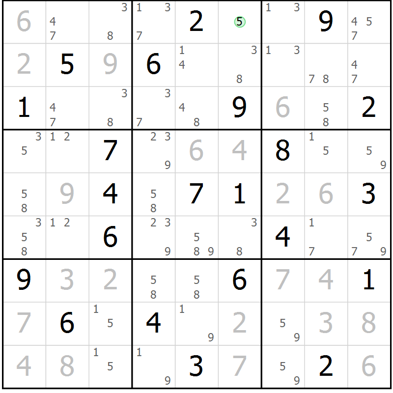 Position des candidats pour la solution de la Gr 1 page 4 du magazine de sudoku Sudoku Suprême n° 039