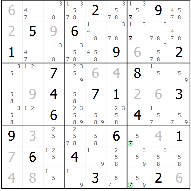 Position des candidats pour la solution de la Gr 1 page 4 du magazine de sudoku Sudoku Suprême n° 039