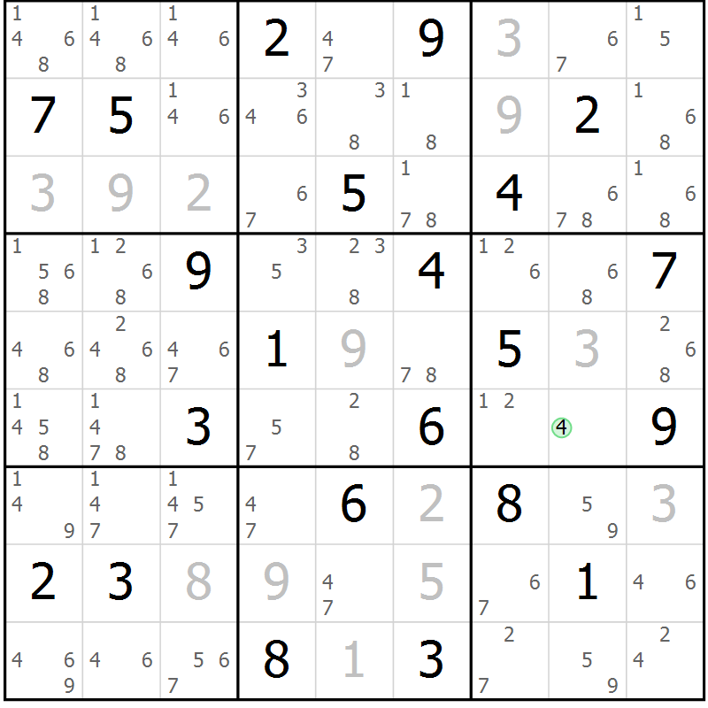 Position des candidats pour la solution de la Gr 10 page 13 du magazine de sudoku Sudoku Suprême n° 039