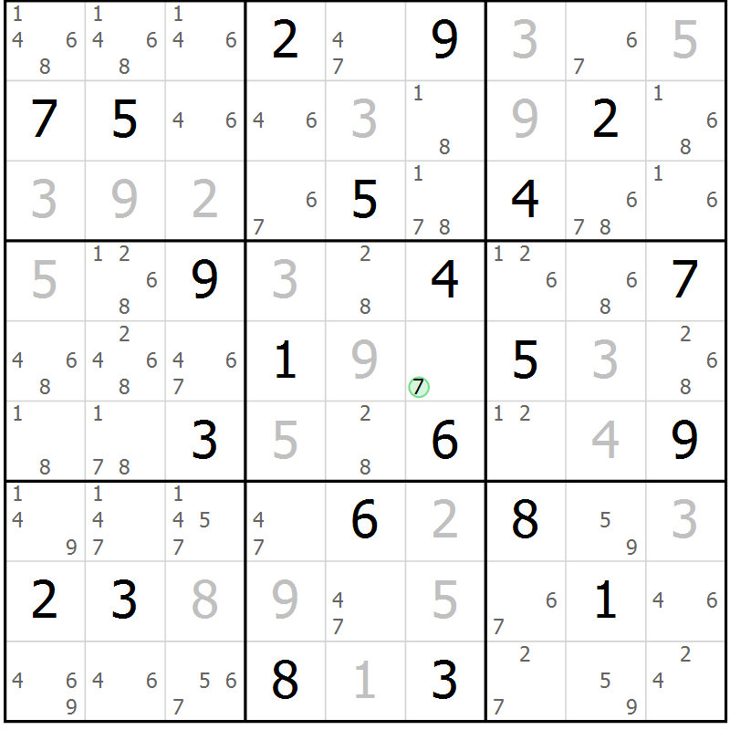 Position des candidats pour la solution de la Gr 10 page 13 du magazine de sudoku Sudoku Suprême n° 039