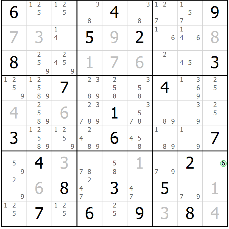 Position des candidats pour la solution de la Gr 11 page 14 du magazine de sudoku Sudoku Suprême n° 039