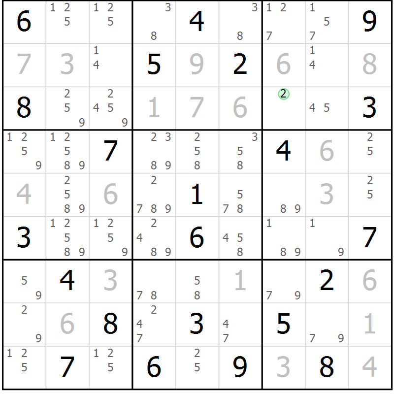 Position des candidats pour la solution de la Gr 11 page 14 du magazine de sudoku Sudoku Suprême n° 039