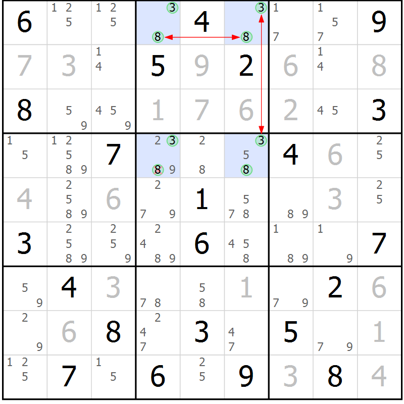 Position des candidats pour la solution de la Gr 11 page 14 du magazine de sudoku Sudoku Suprême n° 039