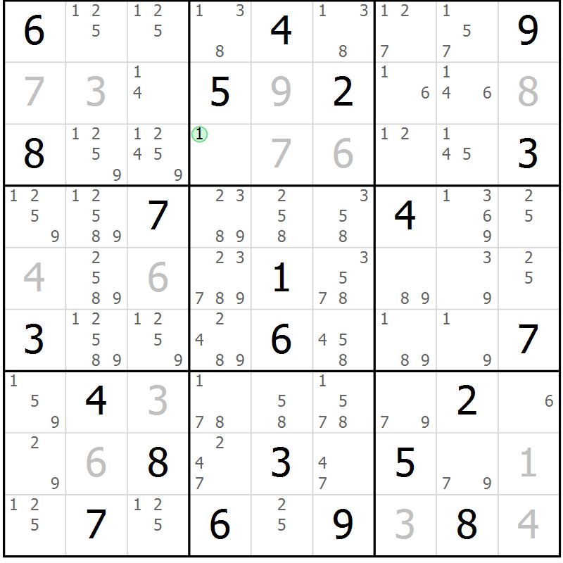 Position des candidats pour la solution de la Gr 11 page 14 du magazine de sudoku Sudoku Suprême n° 039