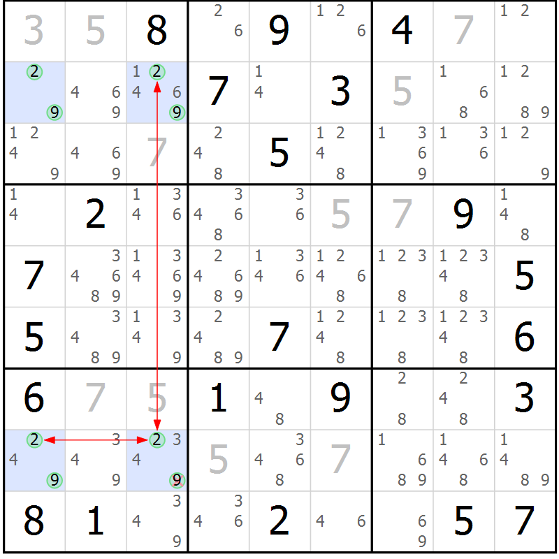 Position des candidats pour la solution de la Gr 12 page 15 du magazine de sudoku Sudoku Suprême n° 039