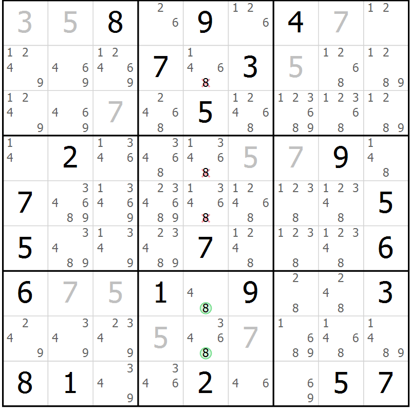 Position des candidats pour la solution de la Gr 12 page 15 du magazine de sudoku Sudoku Suprême n° 039