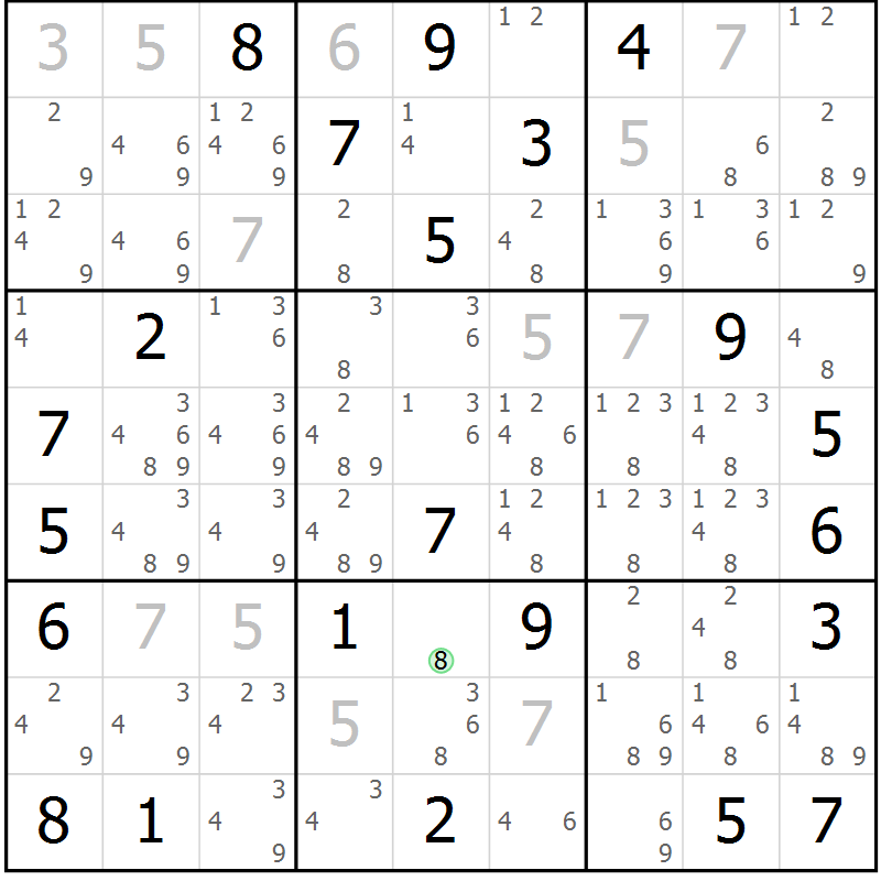 Position des candidats pour la solution de la Gr 12 page 15 du magazine de sudoku Sudoku Suprême n° 039