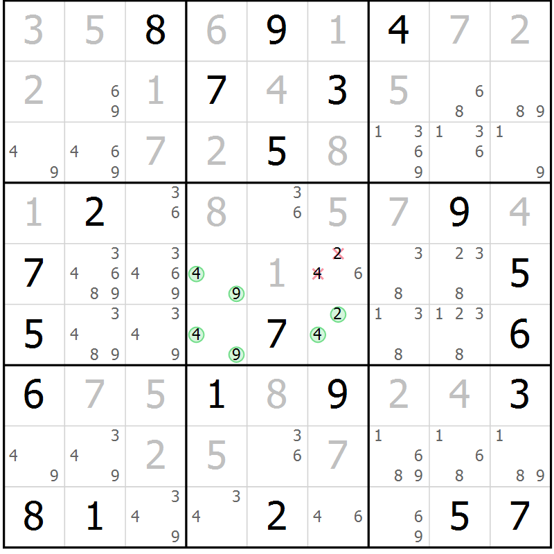 Position des candidats pour la solution de la Gr 12 page 15 du magazine de sudoku Sudoku Suprême n° 039