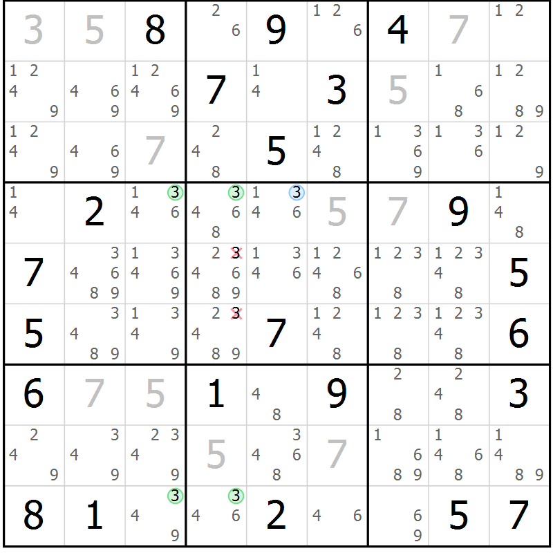 Position des candidats pour la solution de la Gr 12 page 15 du magazine de sudoku Sudoku Suprême n° 039