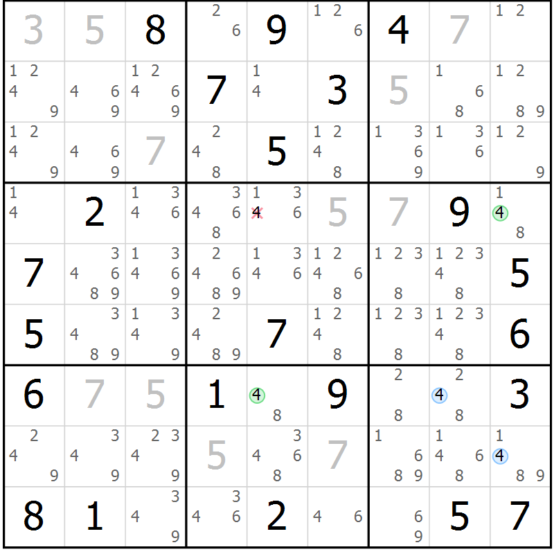 Position des candidats pour la solution de la Gr 12 page 15 du magazine de sudoku Sudoku Suprême n° 039