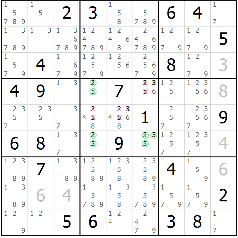Position des candidats pour la solution de la Gr 13 page 16 du magazine de sudoku Sudoku Suprême n° 039