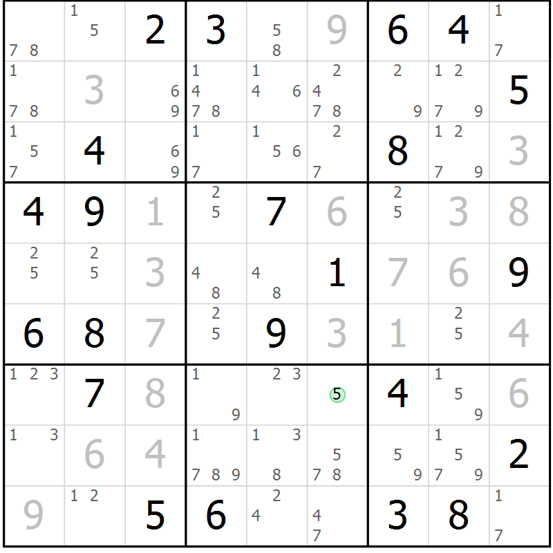 Position des candidats pour la solution de la Gr 13 page 16 du magazine de sudoku Sudoku Suprême n° 039