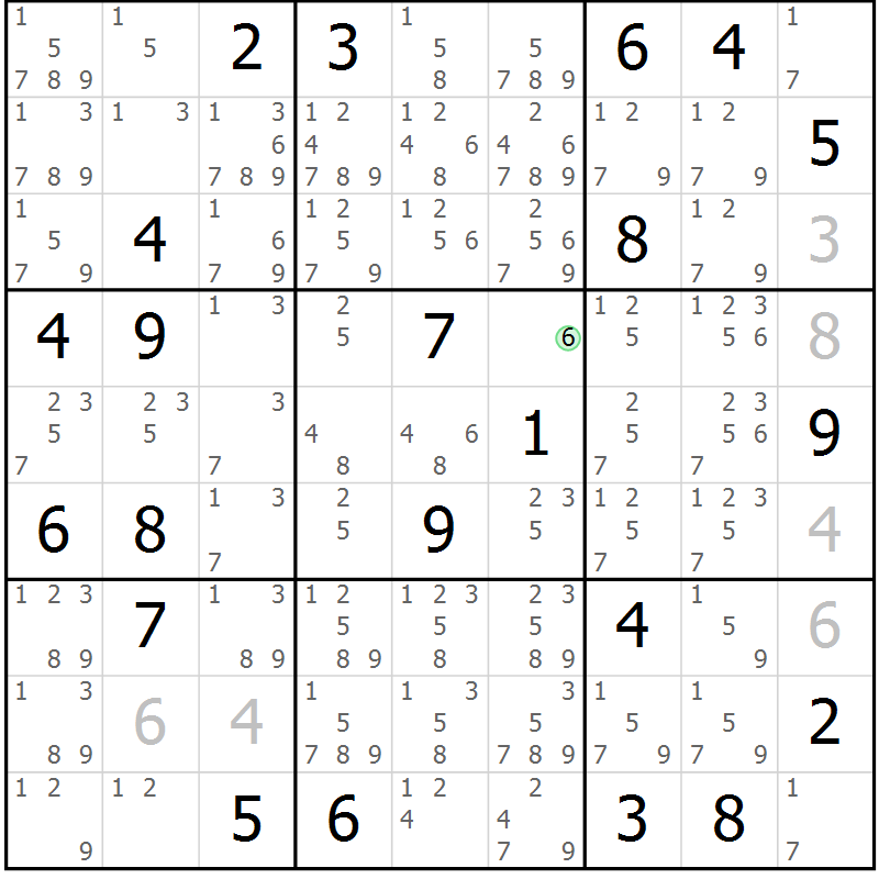 Position des candidats pour la solution de la Gr 13 page 16 du magazine de sudoku Sudoku Suprême n° 039