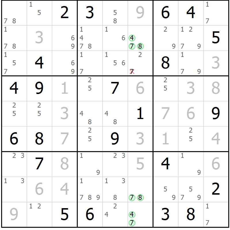 Position des candidats pour la solution de la Gr 13 page 16 du magazine de sudoku Sudoku Suprême n° 039