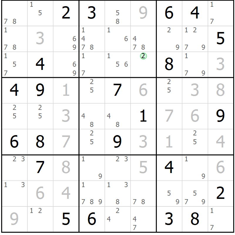 Position des candidats pour la solution de la Gr 13 page 16 du magazine de sudoku Sudoku Suprême n° 039