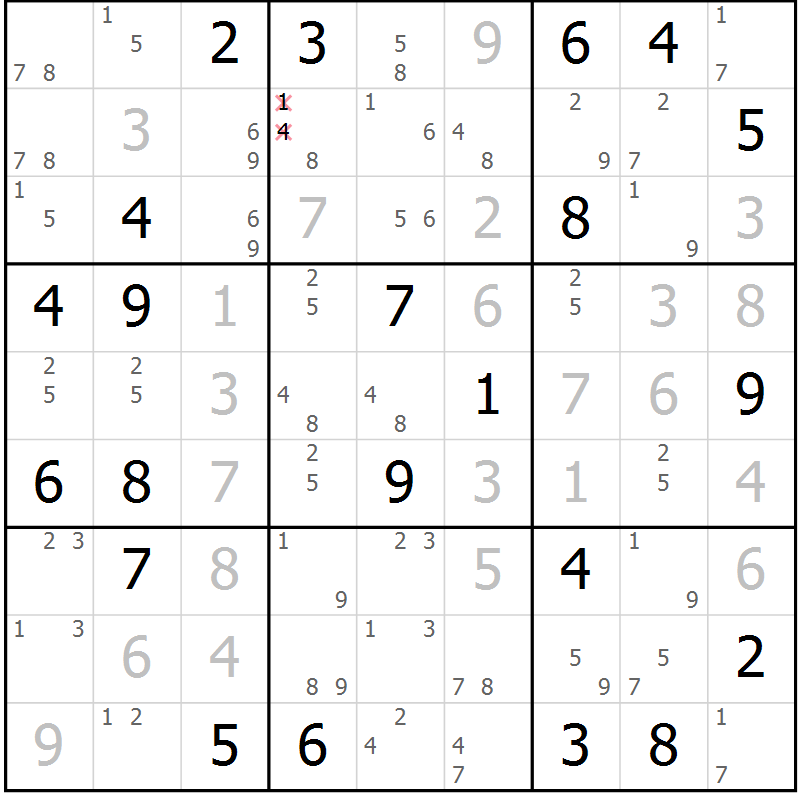 Position des candidats pour la solution de la Gr 13 page 16 du magazine de sudoku Sudoku Suprême n° 039