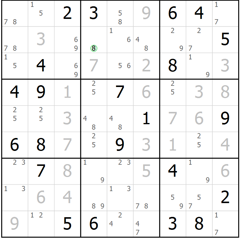 Position des candidats pour la solution de la Gr 13 page 16 du magazine de sudoku Sudoku Suprême n° 039