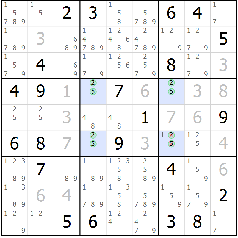 Position des candidats pour la solution de la Gr 13 page 16 du magazine de sudoku Sudoku Suprême n° 039