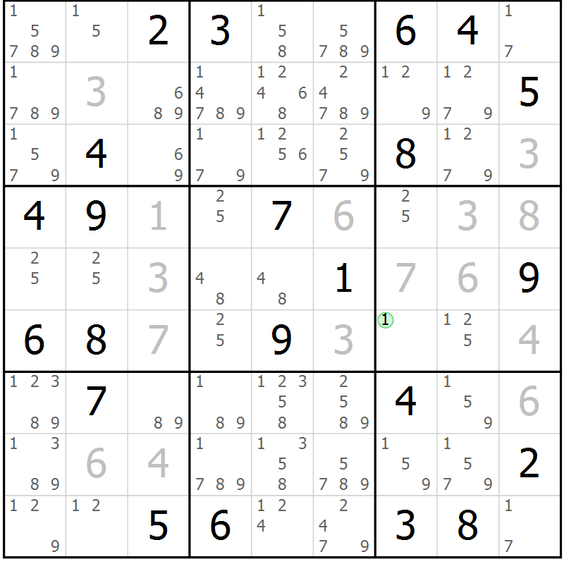 Position des candidats pour la solution de la Gr 13 page 16 du magazine de sudoku Sudoku Suprême n° 039