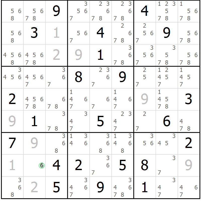 Position des candidats pour la solution de la Gr 14 page 17 du magazine de sudoku Sudoku Suprême n° 039