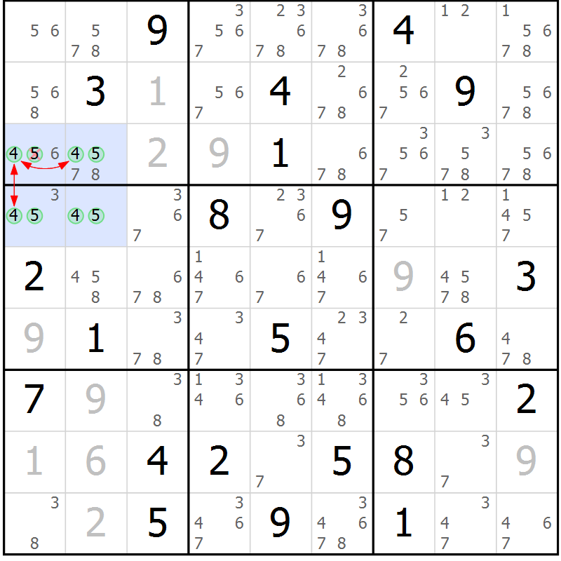 Position des candidats pour la solution de la Gr 14 page 17 du magazine de sudoku Sudoku Suprême n° 039
