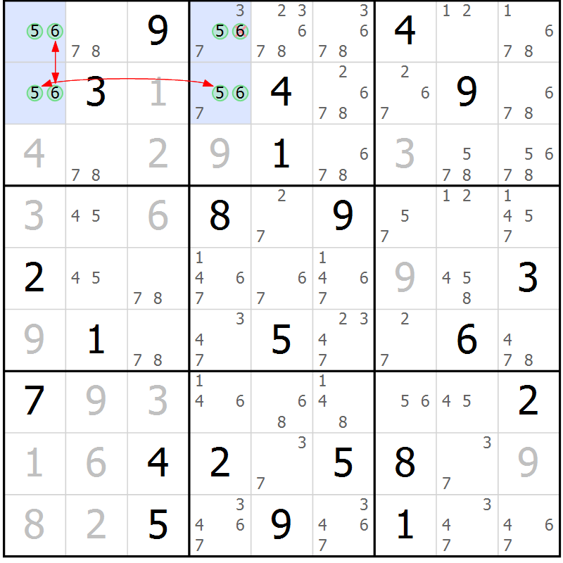 Position des candidats pour la solution de la Gr 14 page 17 du magazine de sudoku Sudoku Suprême n° 039