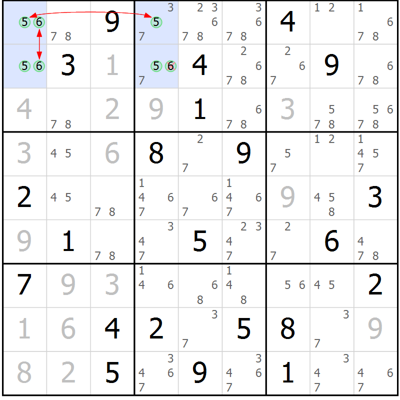 Position des candidats pour la solution de la Gr 14 page 17 du magazine de sudoku Sudoku Suprême n° 039