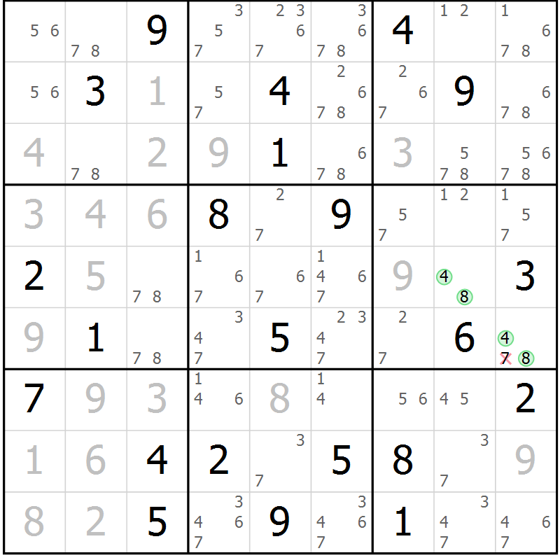 Position des candidats pour la solution de la Gr 14 page 17 du magazine de sudoku Sudoku Suprême n° 039
