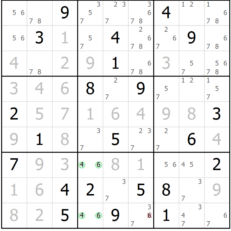 Position des candidats pour la solution de la Gr 14 page 17 du magazine de sudoku Sudoku Suprême n° 039