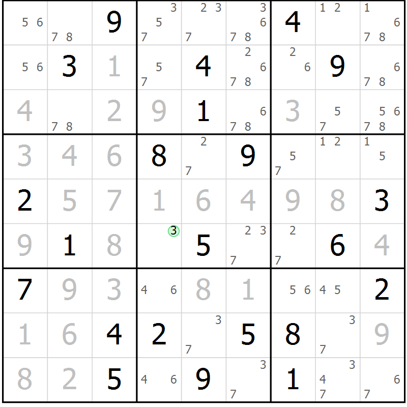 Position des candidats pour la solution de la Gr 14 page 17 du magazine de sudoku Sudoku Suprême n° 039