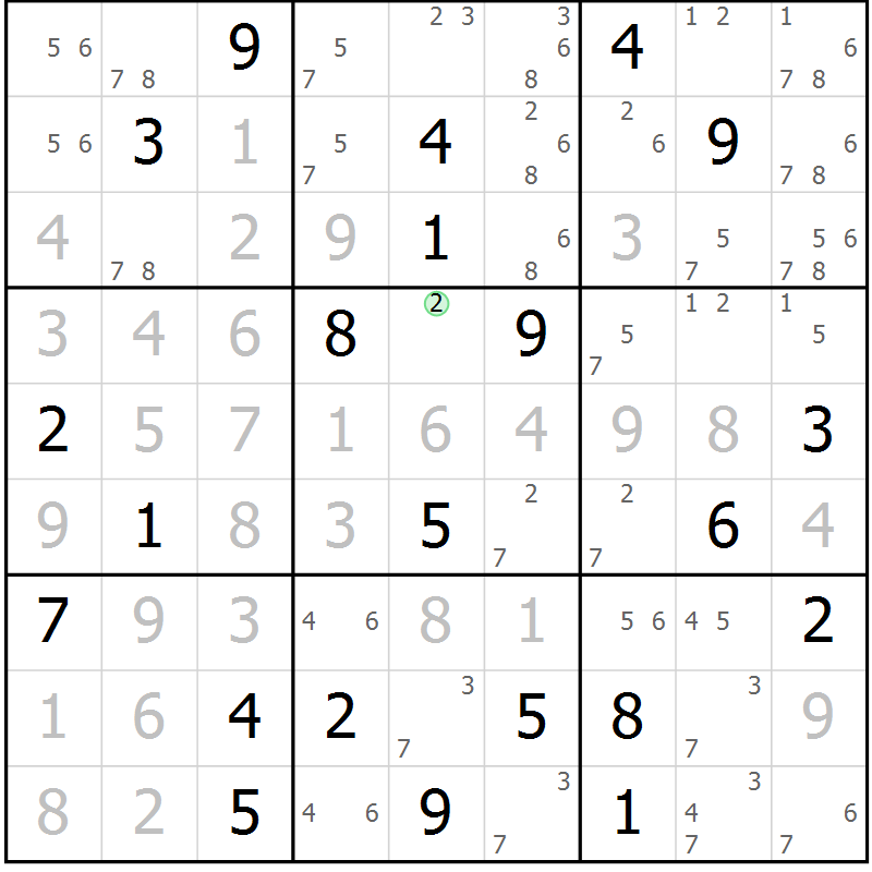 Position des candidats pour la solution de la Gr 14 page 17 du magazine de sudoku Sudoku Suprême n° 039