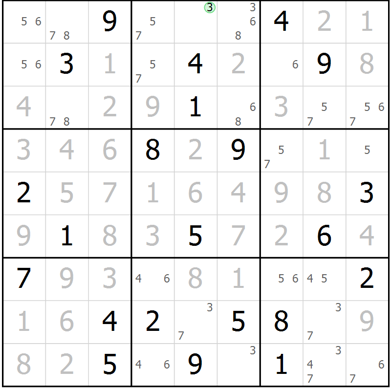 Position des candidats pour la solution de la Gr 14 page 17 du magazine de sudoku Sudoku Suprême n° 039