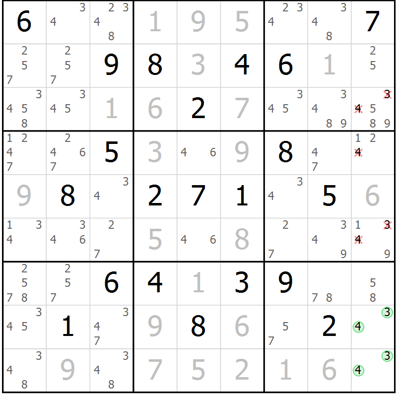 Position des candidats pour la solution de la Gr 16 page 19 du magazine de sudoku Sudoku Suprême n° 039