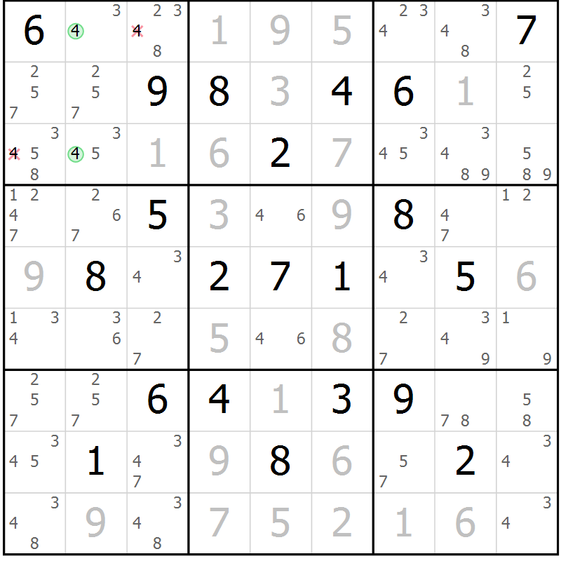 Position des candidats pour la solution de la Gr 16 page 19 du magazine de sudoku Sudoku Suprême n° 039