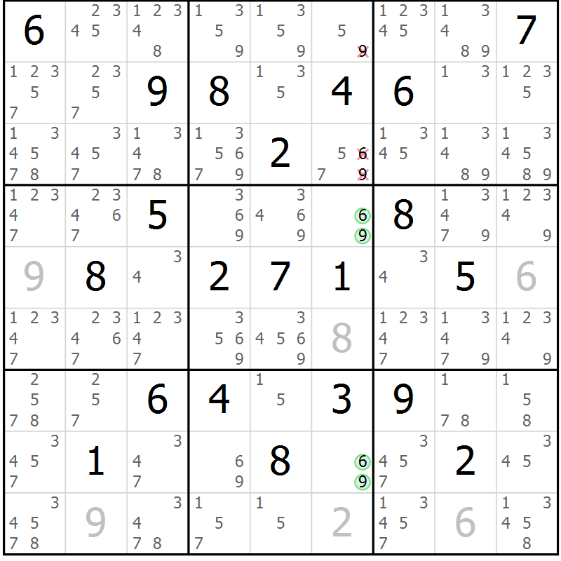 Position des candidats pour la solution de la Gr 16 page 19 du magazine de sudoku Sudoku Suprême n° 039