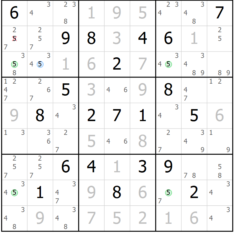 Position des candidats pour la solution de la Gr 16 page 19 du magazine de sudoku Sudoku Suprême n° 039