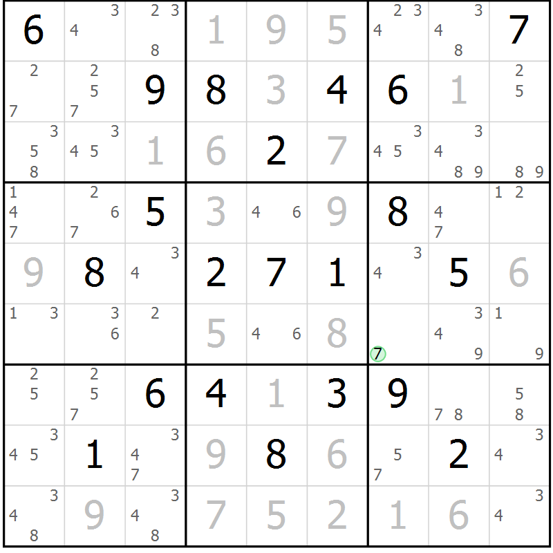 Position des candidats pour la solution de la Gr 16 page 19 du magazine de sudoku Sudoku Suprême n° 039