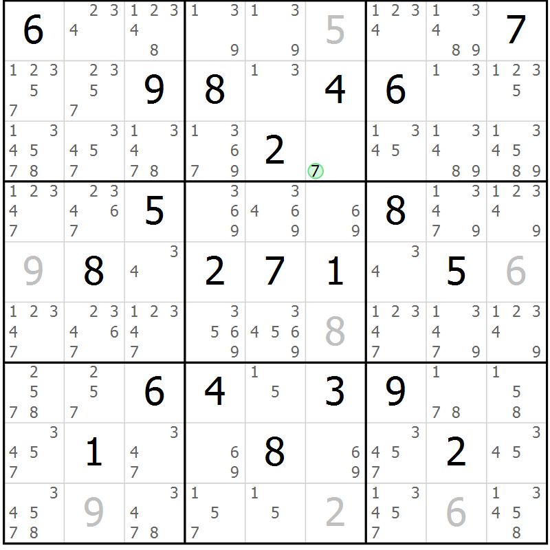 Position des candidats pour la solution de la Gr 16 page 19 du magazine de sudoku Sudoku Suprême n° 039