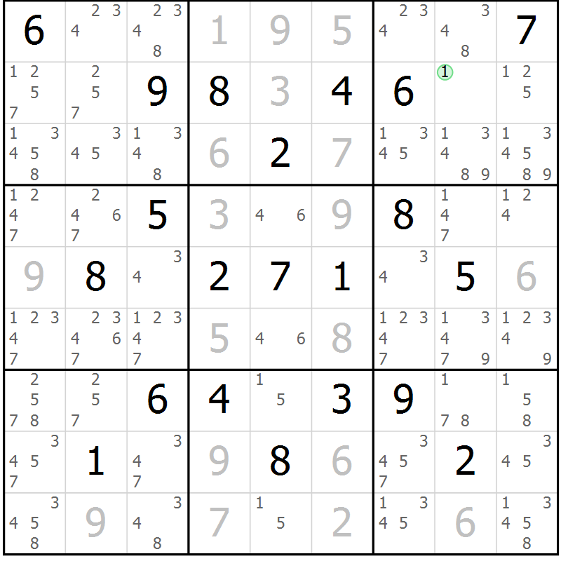 Position des candidats pour la solution de la Gr 16 page 19 du magazine de sudoku Sudoku Suprême n° 039