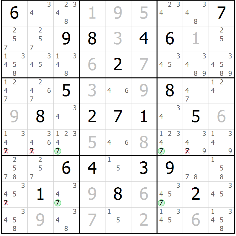 Position des candidats pour la solution de la Gr 16 page 19 du magazine de sudoku Sudoku Suprême n° 039