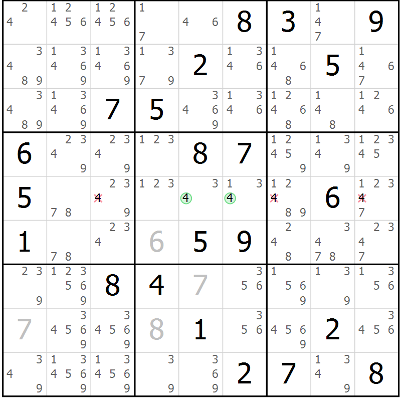 Position des candidats pour la solution de la Gr 17 page 20 du magazine de sudoku Sudoku Suprême n° 039