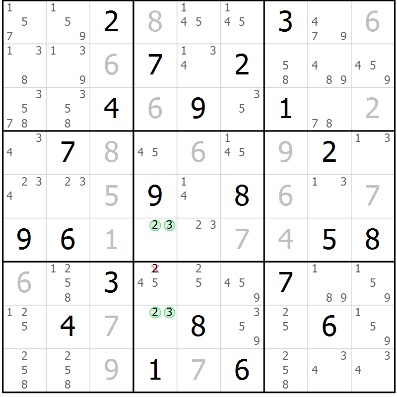Position des candidats pour la solution de la Gr 19 page 22 du magazine de sudoku Sudoku Suprême n° 039