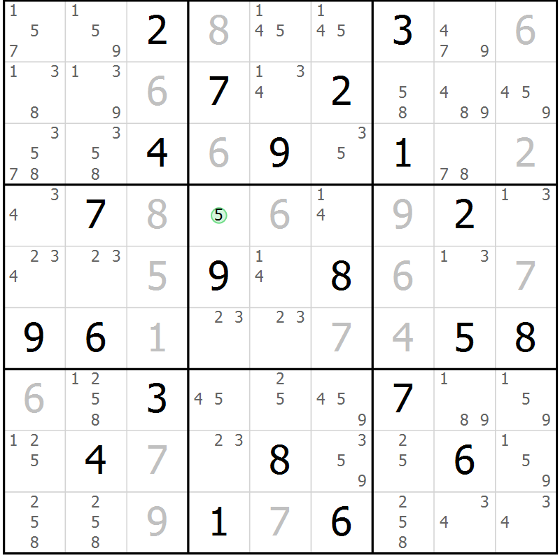 Position des candidats pour la solution de la Gr 19 page 22 du magazine de sudoku Sudoku Suprême n° 039