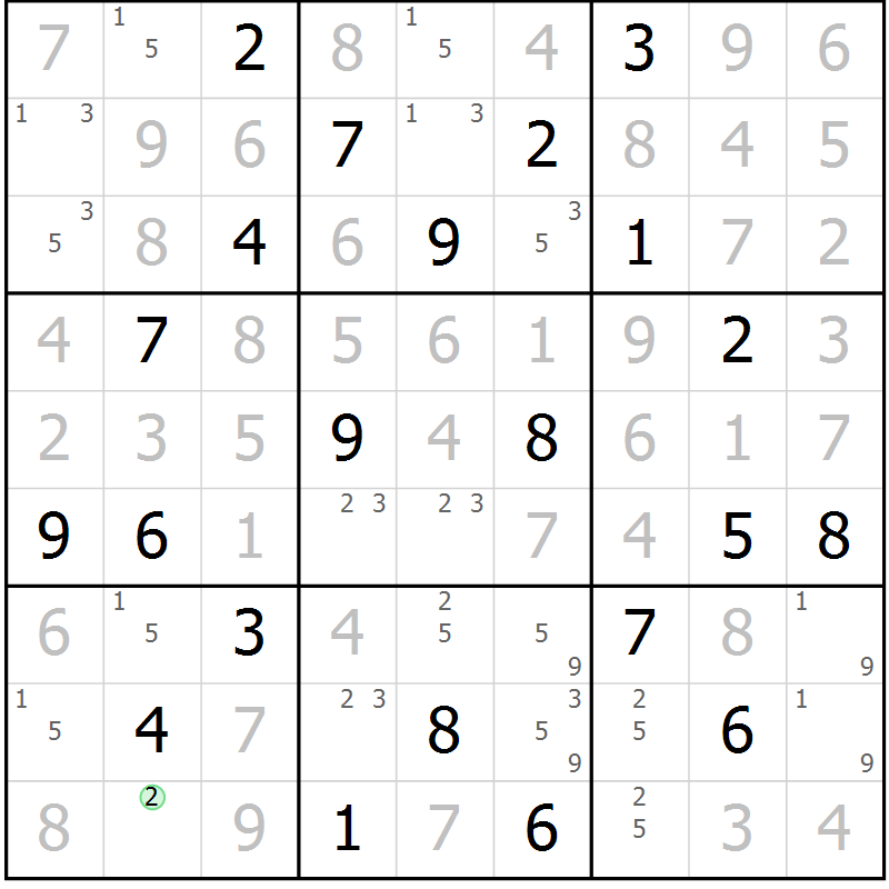 Position des candidats pour la solution de la Gr 19 page 22 du magazine de sudoku Sudoku Suprême n° 039