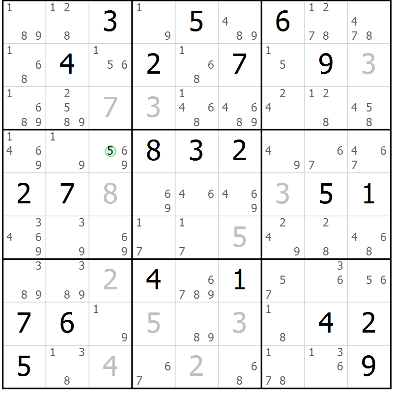 Position des candidats pour la solution de la Gr 21 page 24 du magazine de sudoku Sudoku Suprême n° 039