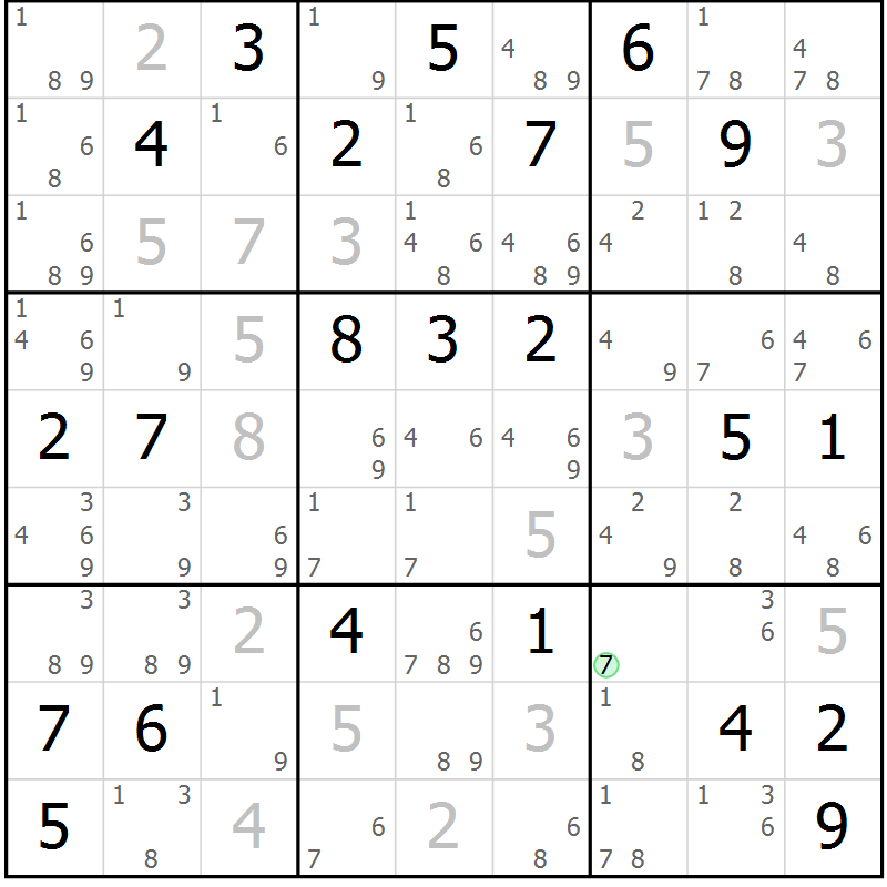 Position des candidats pour la solution de la Gr 21 page 24 du magazine de sudoku Sudoku Suprême n° 039